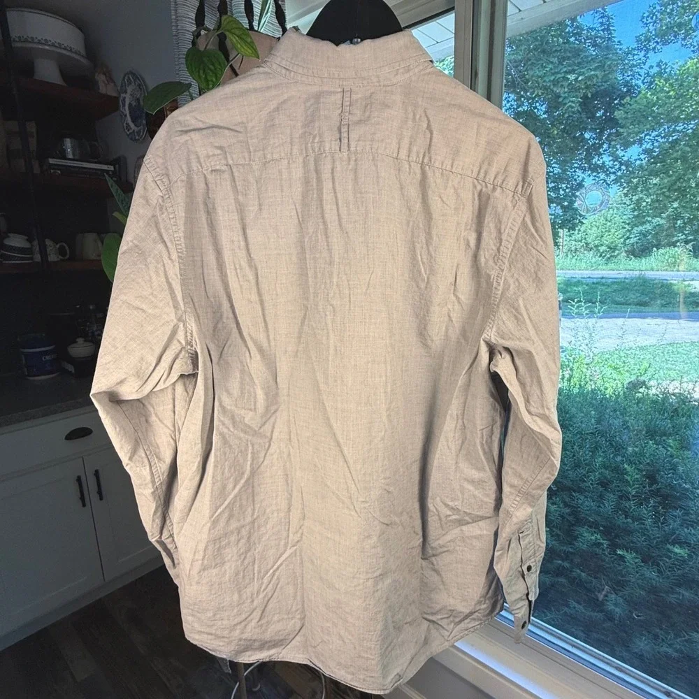 Banana Republic Mens Gray Cotton Button Down Shirt Long Sleeve Size L 16-16.5